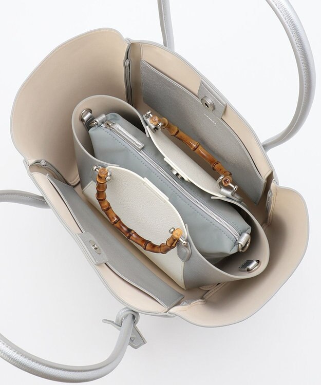 J.PRESS LADIES 【3点セット・A4サイズ収納可】クラシック マトリョーシカ トートバッグ シルバー系