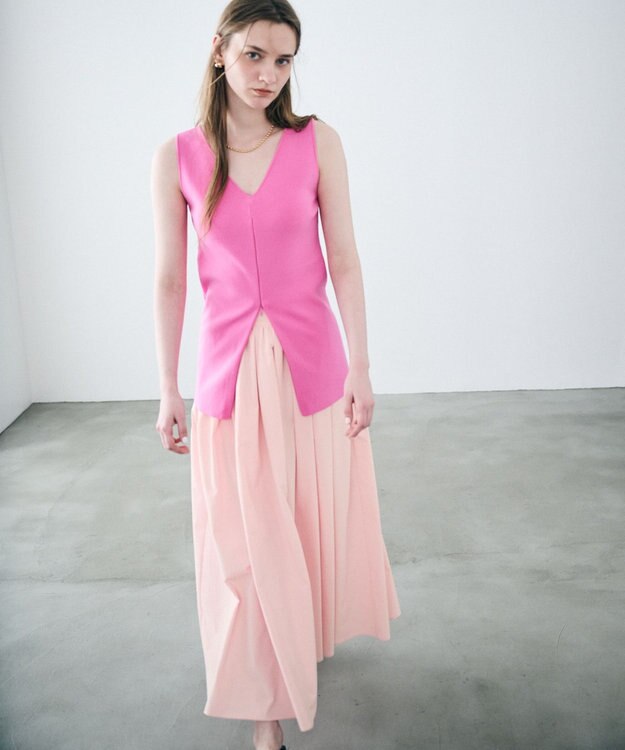 uncrave クールタッチカラータイプライター フレアスカート ピンク(WEB限定カラー）