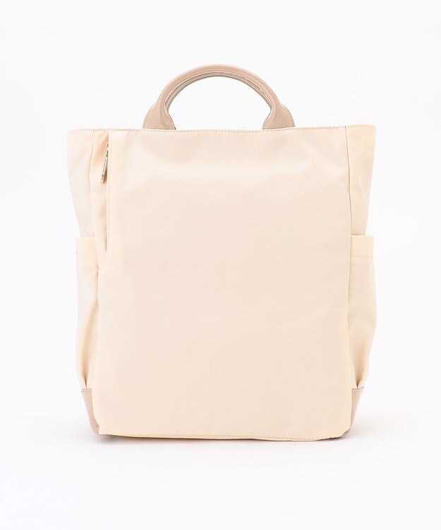 LA BAGAGERIE ツイルナイロン×エナメル リュックサック アイボリー