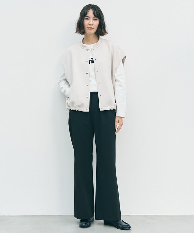 UNFILO L BEAUTY FORM JERSEY スリーブレス ブルゾン グレージュ