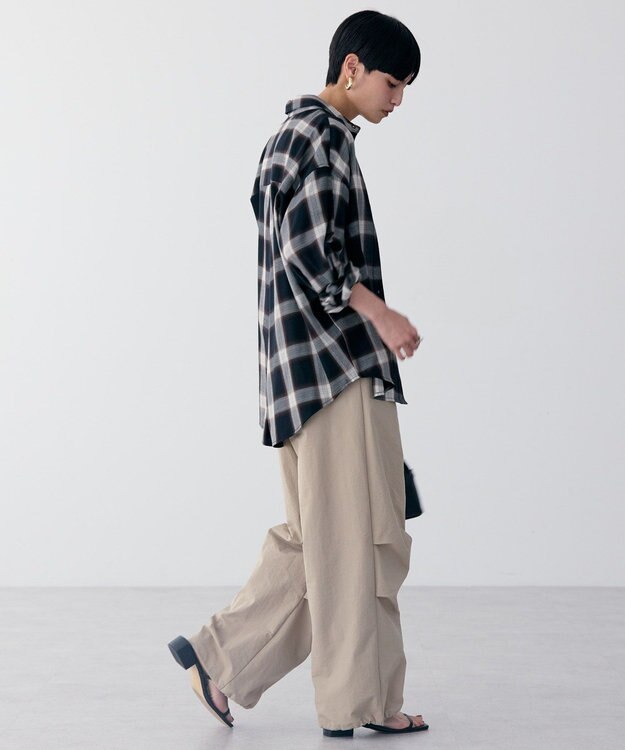 AMERICAN HOLIC イージーケアバックタックシャツ Check Black