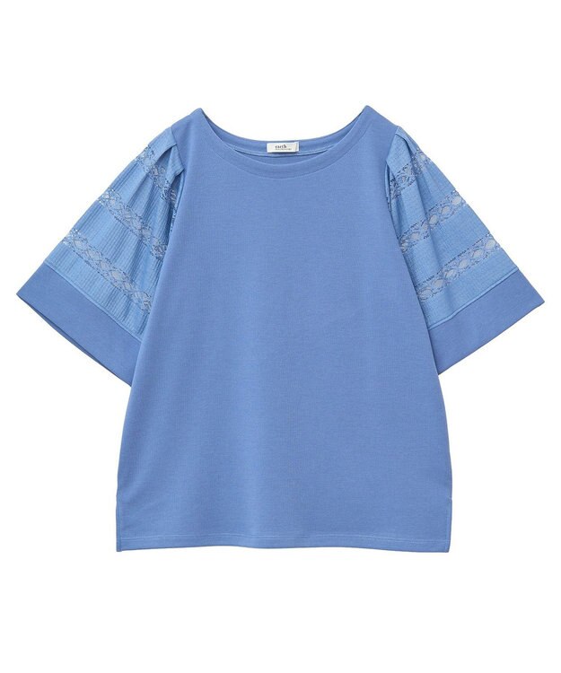 earth music&ecology フレア袖レースプルオーバー Blue