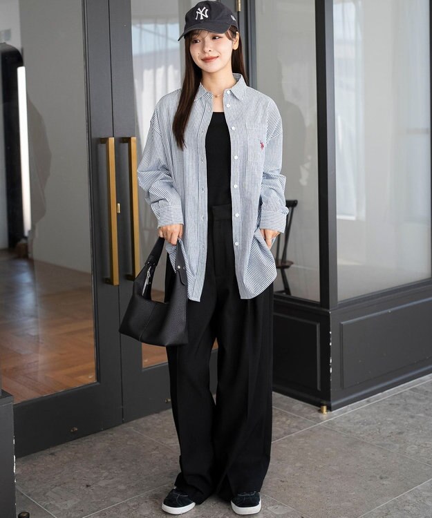 WEGO 【25年秋新色登場★】U.S. POLO ASSN.別注ロングスリーブシャツ ブルーストライプ