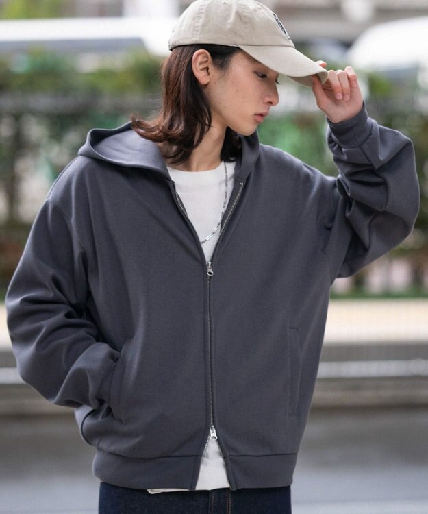 WEGO 【ユニセックス着用ITEM/SMLサイズ展開】ボンディングZIPパーカー ブラック中濃色