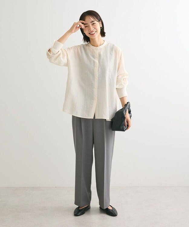 Green Parks バックシャンバンドカラーシャツ Beige