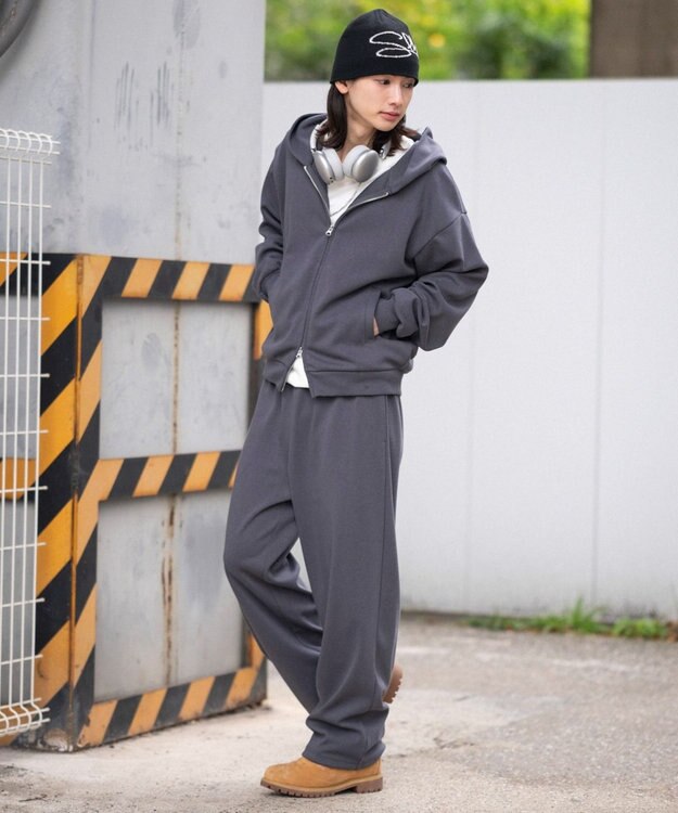 WEGO 【ユニセックス着用ITEM/SMLサイズ展開】ボンディングZIPパーカー ブラック中濃色