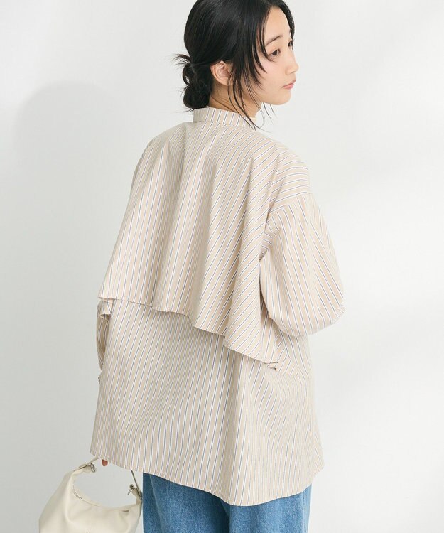 CRAFT STANDARD BOUTIQUE バックフリルシャツ Stripe Beige