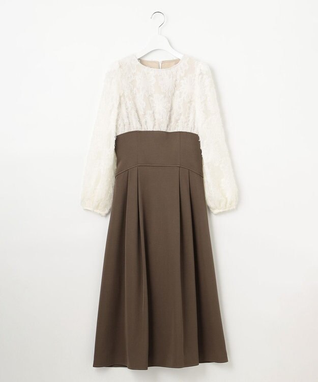 Feroux 【尾﨑真衣さんコラボ商品】コルセットデザイン 綺麗シルエットワンピース ダークブラウン系