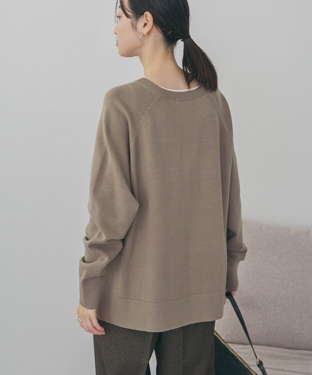 AMERICAN HOLIC バイパチカフタンラグランニットプルオーバー Gray Beige