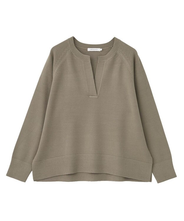 AMERICAN HOLIC バイパチカフタンラグランニットプルオーバー Gray Beige