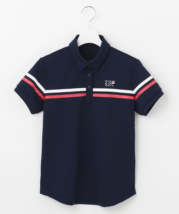 23区GOLF 【WOMEN】【吸水速乾/UVケア】エイトロックカノコ 半そで ポロシャツ ネイビー系