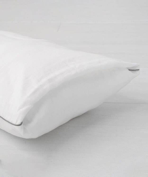 京和晒綿紗 ガーゼ枕カバー 白3重合わせ M43×63用 グレーバイアス