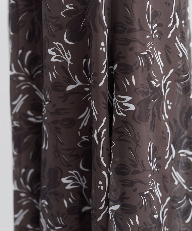 YECCA VECCA ボタニカル柄シアーロングスカート Charcoal Gray