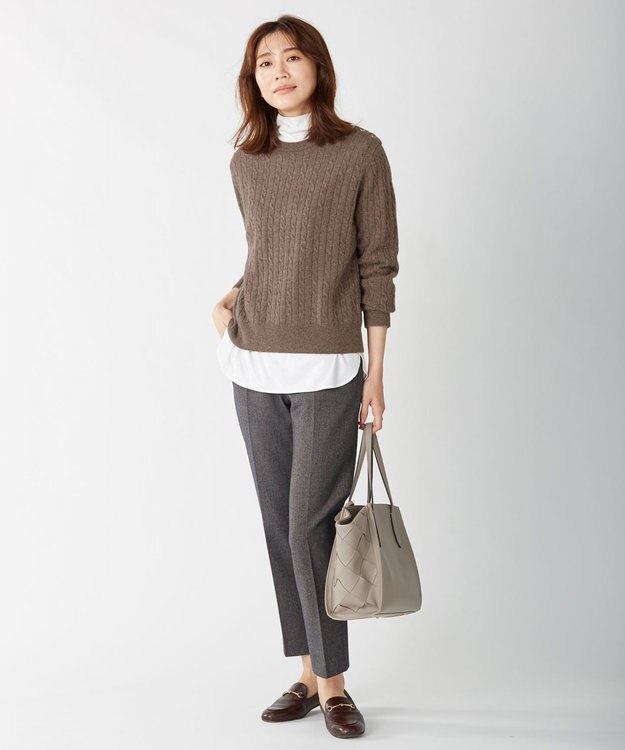 J.PRESS LADIES 【洗える】チェルビック テーパード パンツ ダークブラウン系