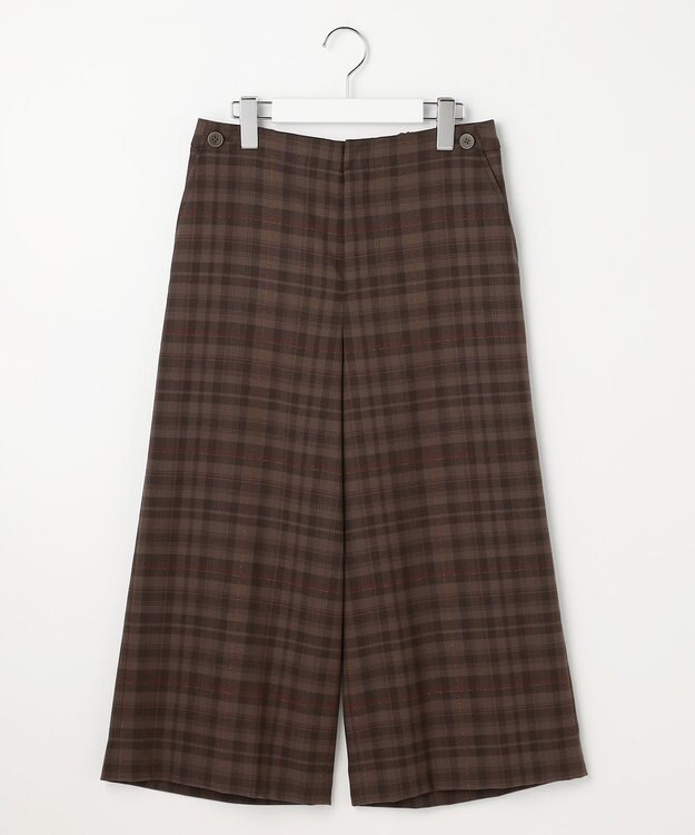 J.PRESS LADIES S milledタータンラメチェック クロップド パンツ ブラウン系