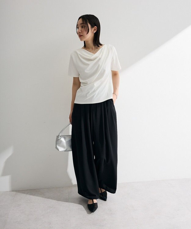 Green Parks ５分袖ドレーププルオーバー Off White