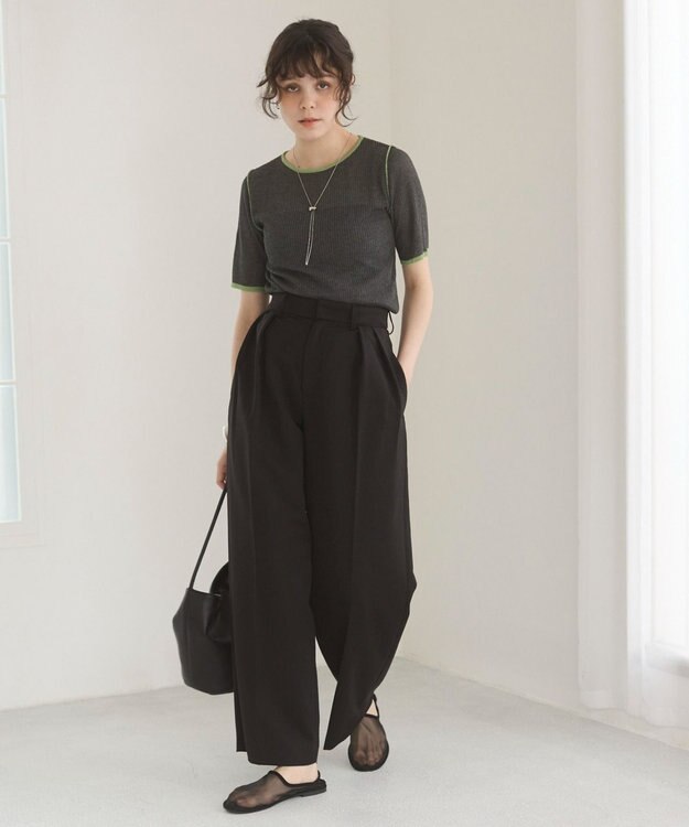 WEGO 【ANGIE VINTAGE】配色デザインリブニット ダークグレー
