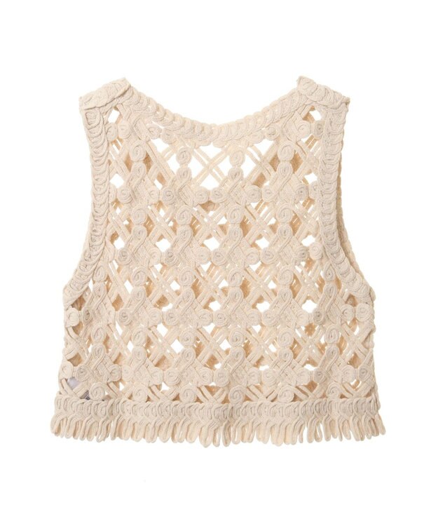 Green Parks かぎ針編みニットベスト Ivory