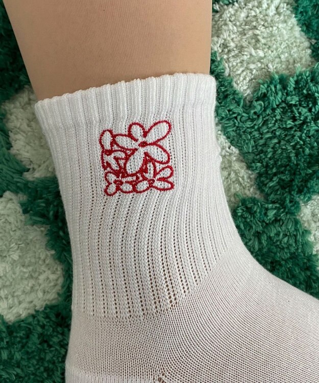 WEGO 底パイル刺繍デザインソックス（丈14㎝） 柄2