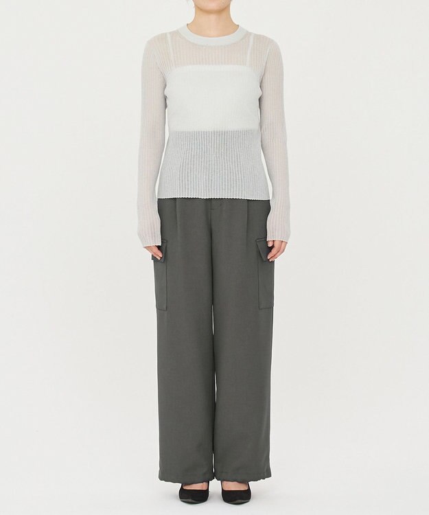 uncrave シアー リブ クルーネック ニット（uncrave STANDARD） ライトセージ