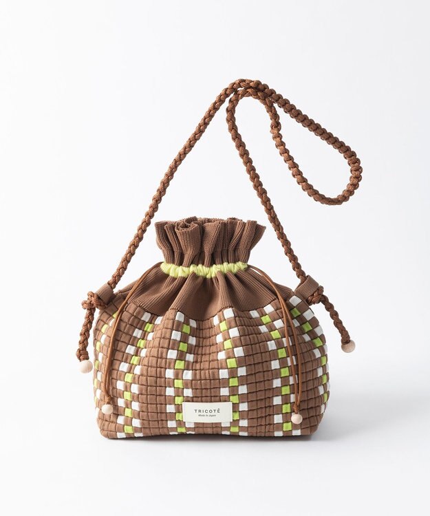 TRICOTE チェック巾着ポーチショルダー 82BEIGE