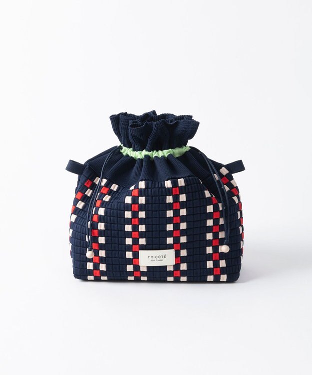 TRICOTE チェック巾着ポーチショルダー 39NAVY