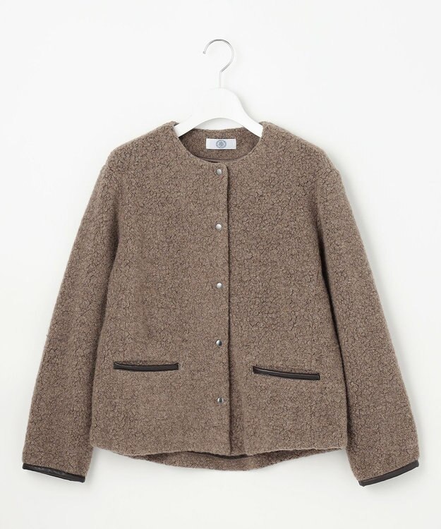 J.PRESS LADIES 【WEB限定】パイルジャージー ノーカラー ブルゾン 【WEB限定】モカ系