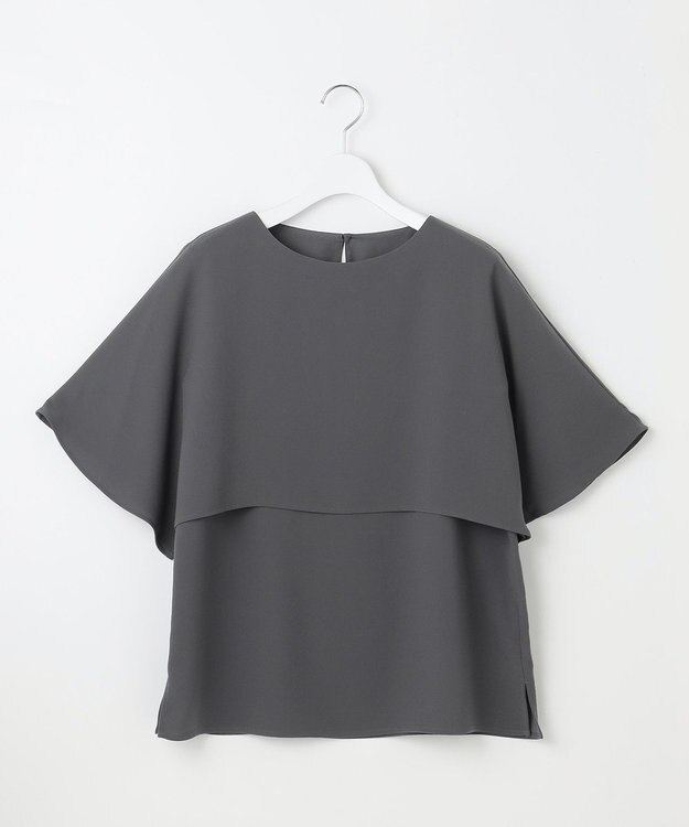 23区 L 【洗える】ストレッチジョーゼット レイヤー カットソー グレー系