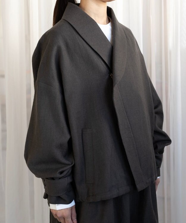 muuc リネンウールのショールカラージャケット ブラウン