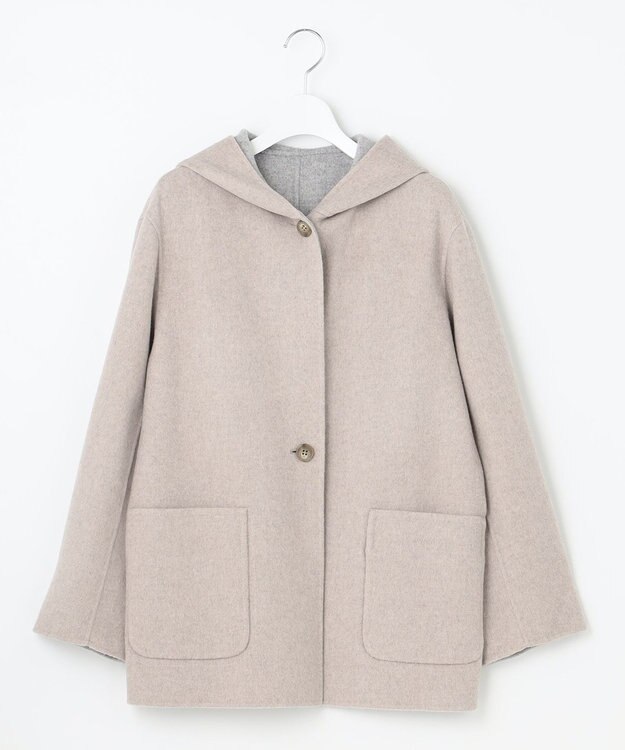 J.PRESS LADIES 【リバーシブル】ウールナイロン リバー フーデッドコート ベージュ系