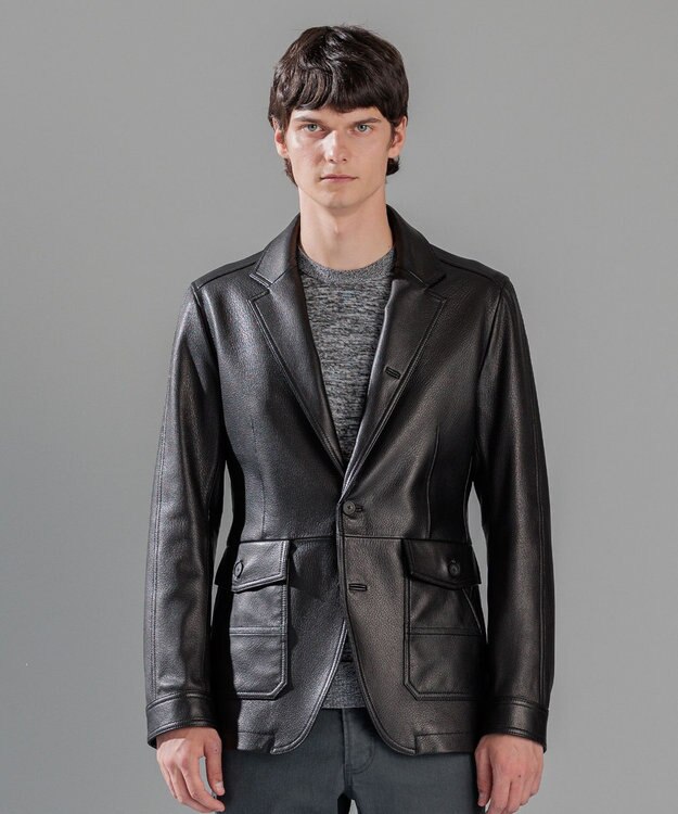 JOSEPH HOMME ライトゴートシュリンクレザー　ジャケット ブラック系