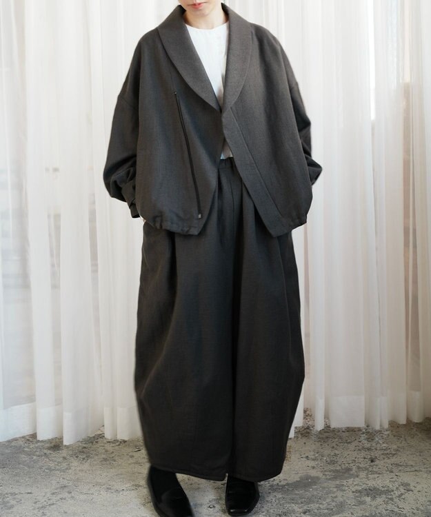 muuc リネンウールのショールカラージャケット ブラウン