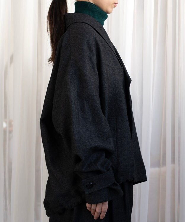muuc リネンウールのショールカラージャケット ブラック