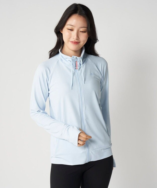 OP／FILA 【FILA】ラッシュガードブロックメッシュ スタンドカラージャケット ライトブルー