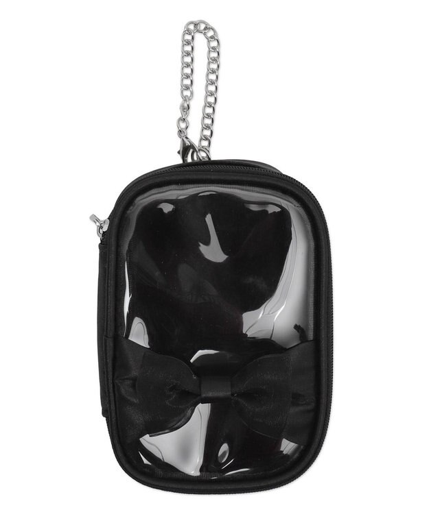 WEGO 【痛バ＆推し活グッズ】ダブルリボンサテンぬいポーチ ブラック