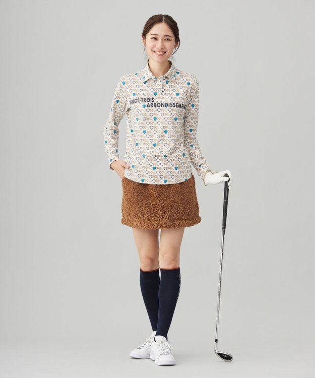 23区GOLF 【WOMEN】【UVカット】エンブレム柄ポロシャツ ホワイト系5