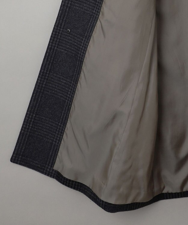 GOTAIRIKU アンゴラビーバー ステンカラーコート ライトグレー系4(格子)