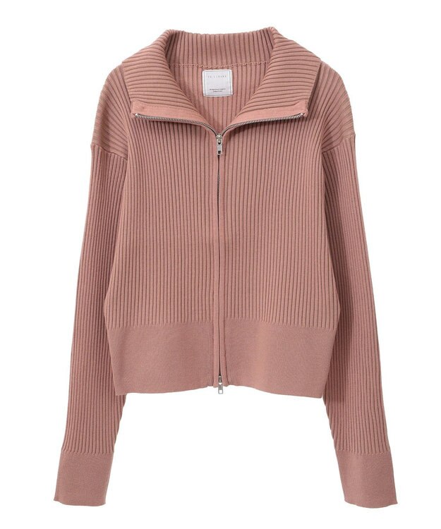 Green Parks 配色リブＺｉｐニットカーディガン Pink