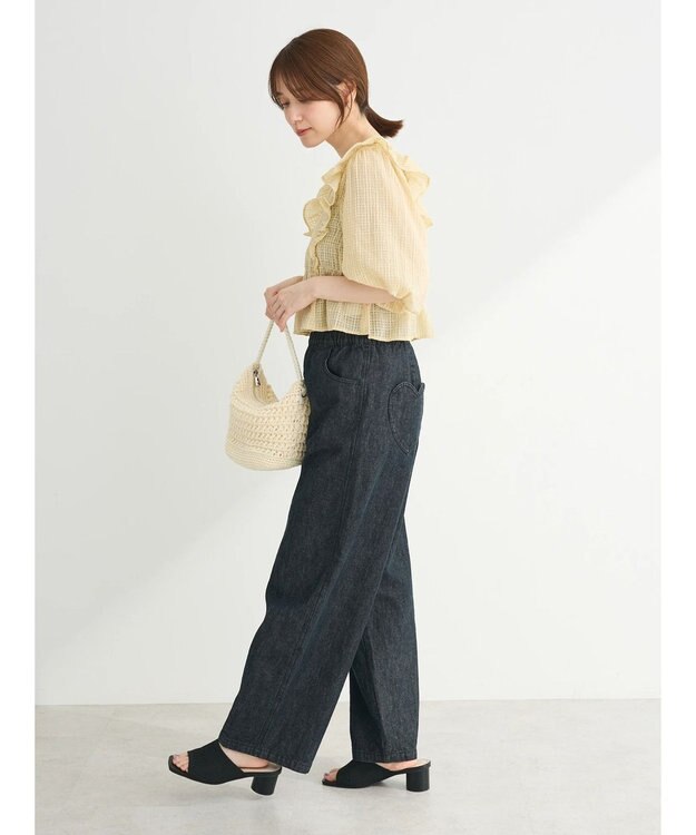 Green Parks ・Ｄｏｕｂｌｅ　Ｆｌａｇｓ　ハートポケットデニムパンツ Black