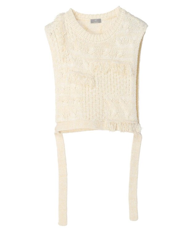 Green Parks ＫＢＦ　ケーブルフリンジニットベスト Off White
