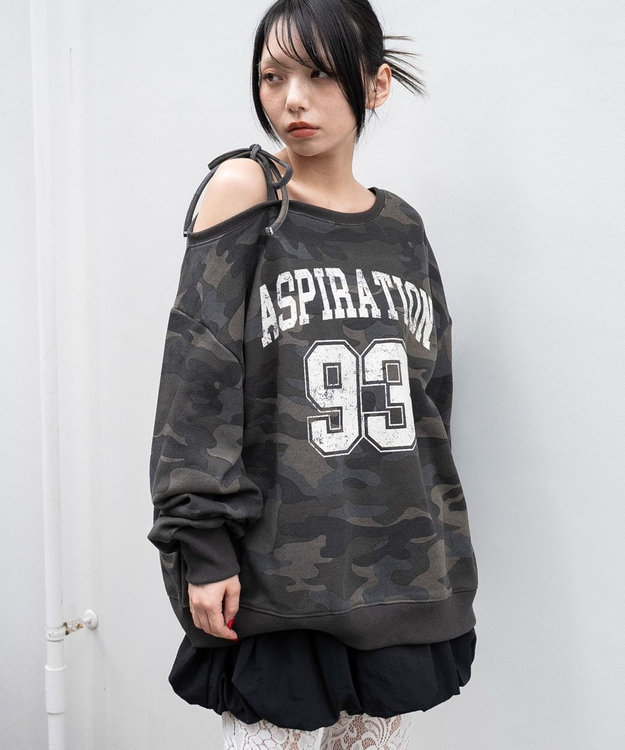 WEGO 【25年秋冬新作】2WAYグラフィックワンショルBIGスウェット 柄3