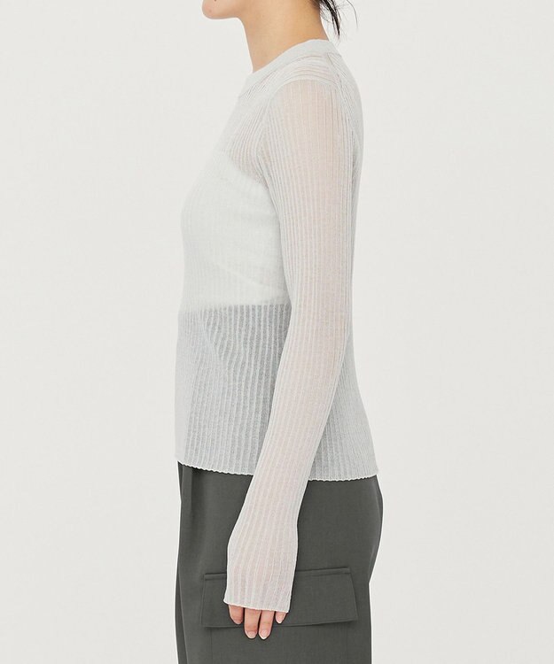 uncrave シアー リブ クルーネック ニット（uncrave STANDARD） ライトセージ