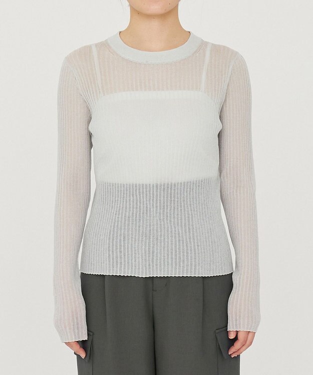 uncrave シアー リブ クルーネック ニット（uncrave STANDARD） ライトセージ