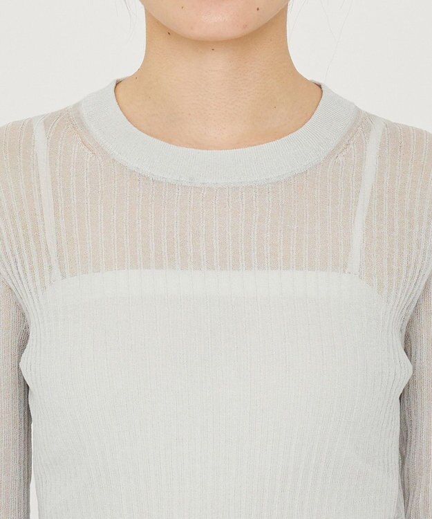 uncrave シアー リブ クルーネック ニット（uncrave STANDARD） ライトセージ