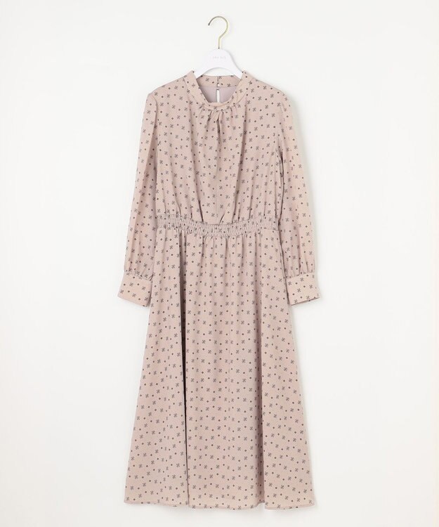 ANY SIS 【洗える】2WAYボウプリント ワンピース ベージュ系