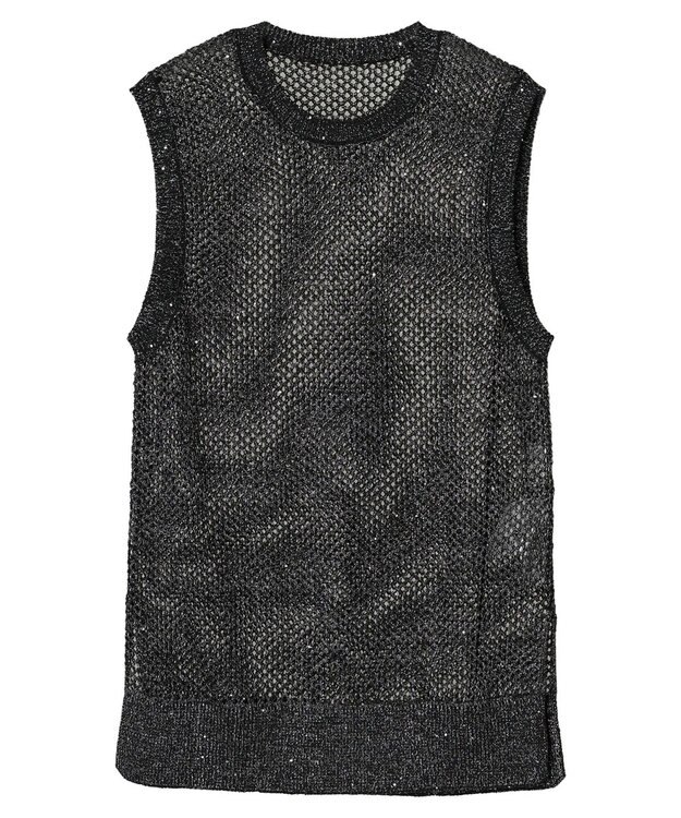 Green Parks スパンコールニットベスト Black