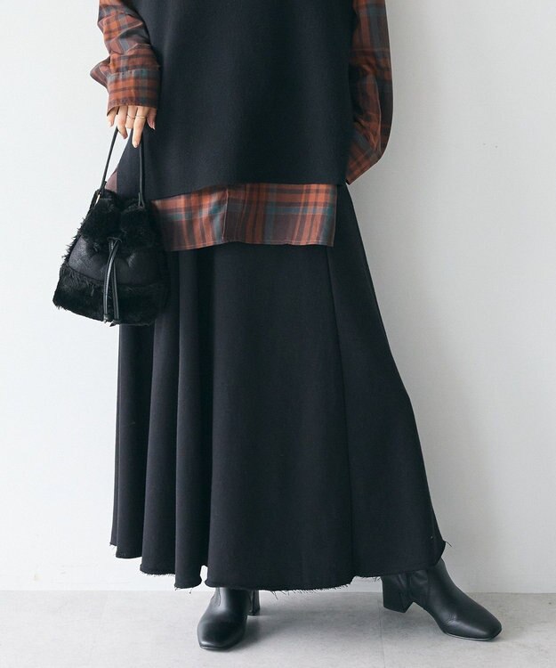 CRAFT STANDARD BOUTIQUE 【ＷＥＢ限定】裏毛カットオフフレアスカート Black