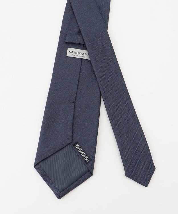KASHIYAMA KASHIYAMAオリジナル【JAPAN MADE】へリンボンネクタイ ネイビー