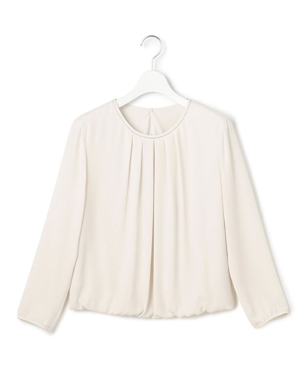 23区 S 【洗える】シルキーデシン ボールチェーン バルーン ブラウス ベージュ系