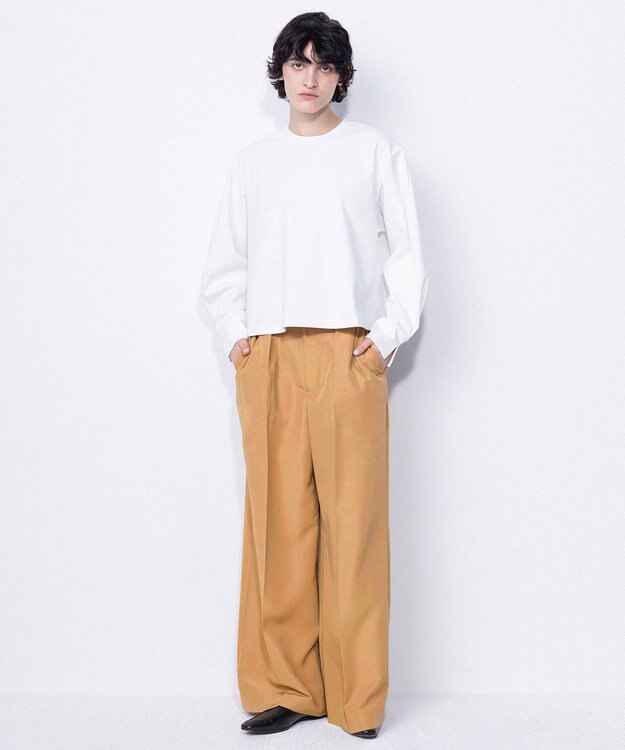 NAVE 【ReNAVE・セットアップ可/撥水加工/防シワ/ウエストゴム】ポリエステルタッサー パンツ キャメル系